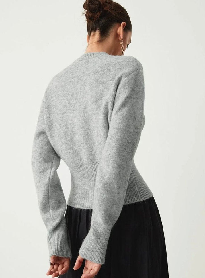 Women's Long-Sleeve Half-Zip Knitted Jumper Ribbed Hem
