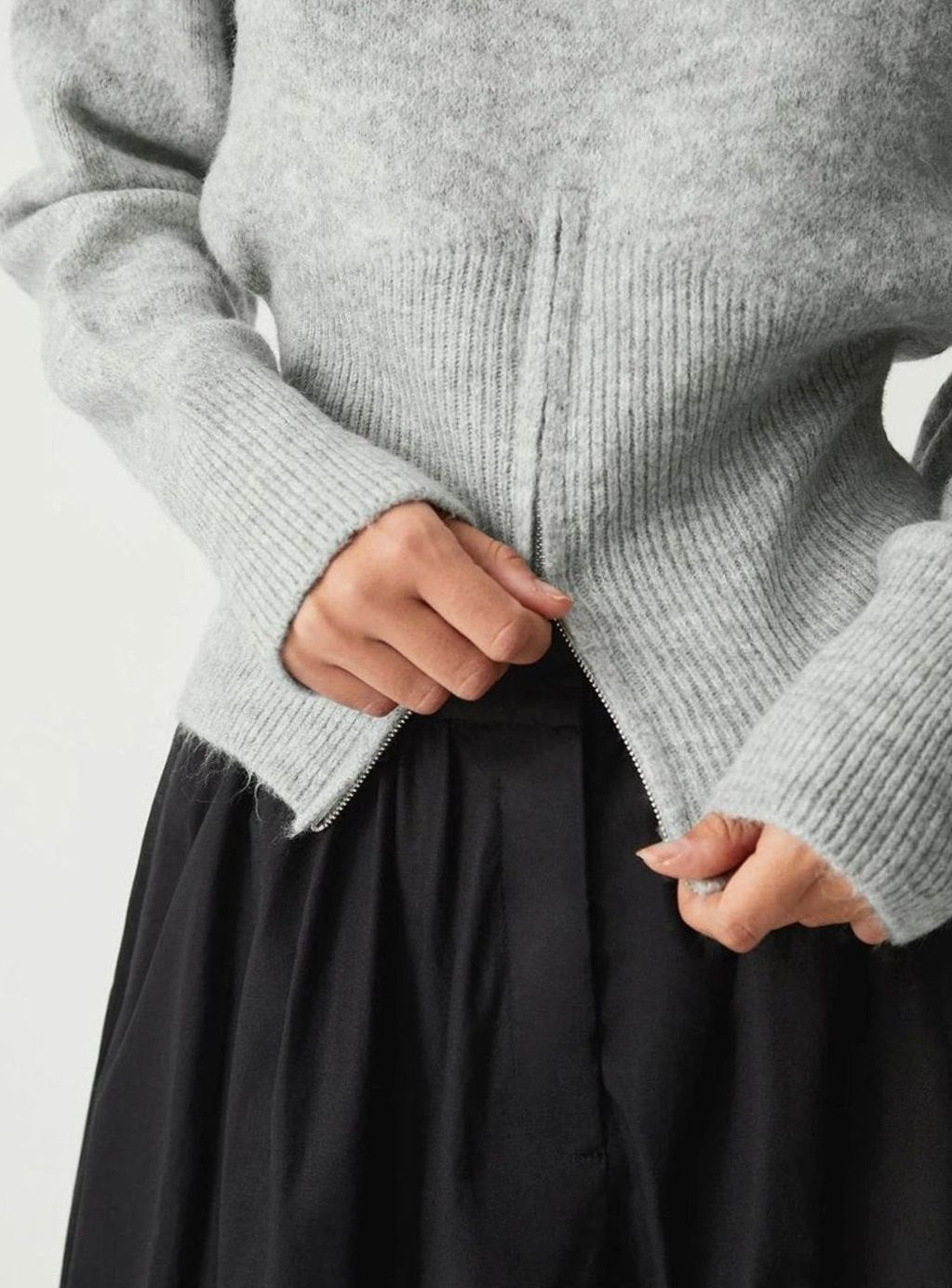 Women's Long-Sleeve Half-Zip Knitted Jumper Ribbed Hem