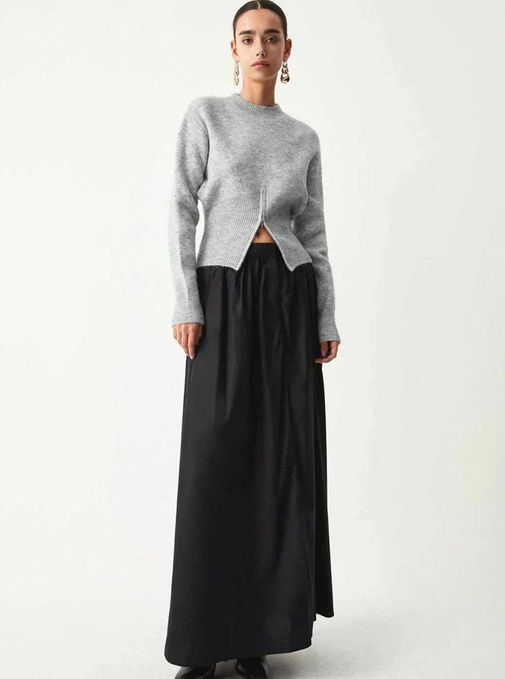 Women's Long-Sleeve Half-Zip Knitted Jumper Ribbed Hem