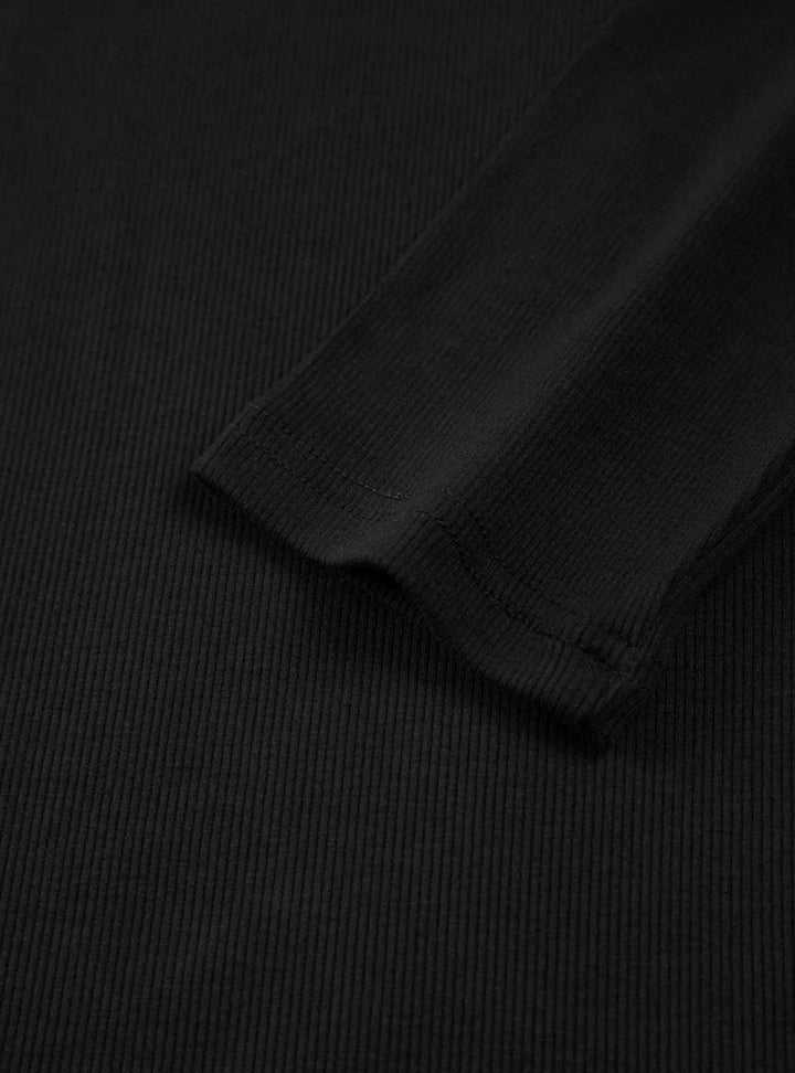 Women's Long-Sleeve Square-Neck Contrast-Trim Fitted Top