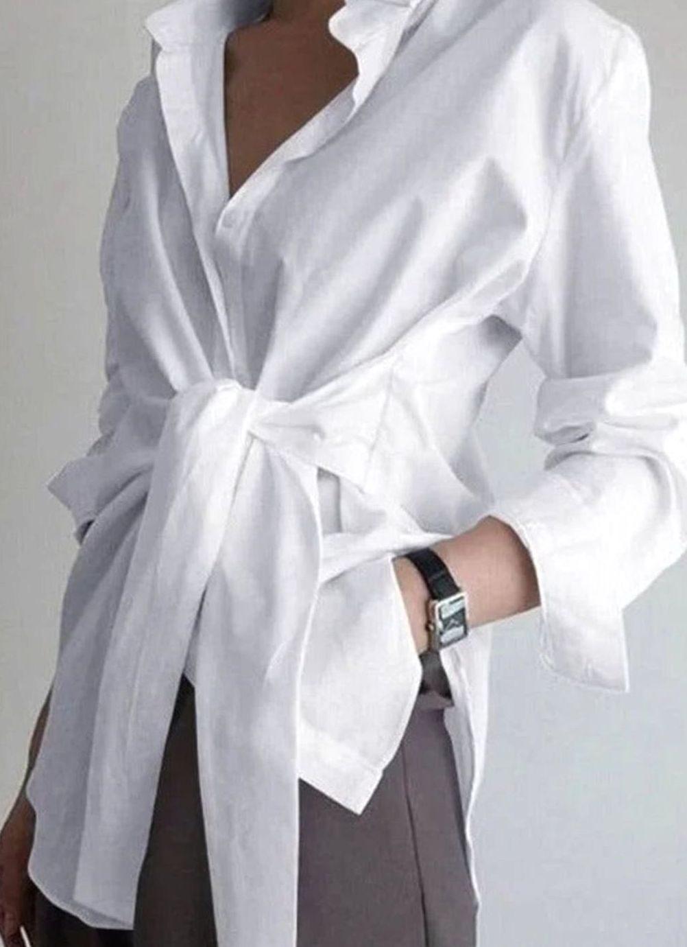 Women's Long-Sleeve Tie-Belt Wrap Top Blouse