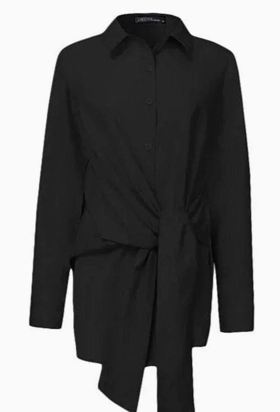 Women's Long-Sleeve Tie-Belt Wrap Top Blouse