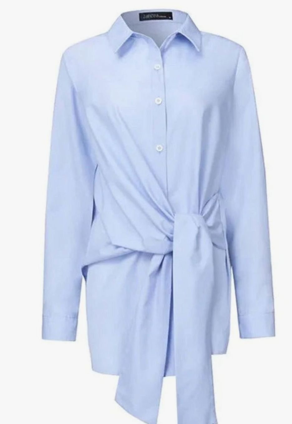 Women's Long-Sleeve Tie-Belt Wrap Top Blouse
