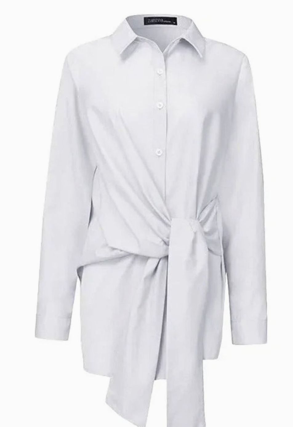 Women's Long-Sleeve Tie-Belt Wrap Top Blouse
