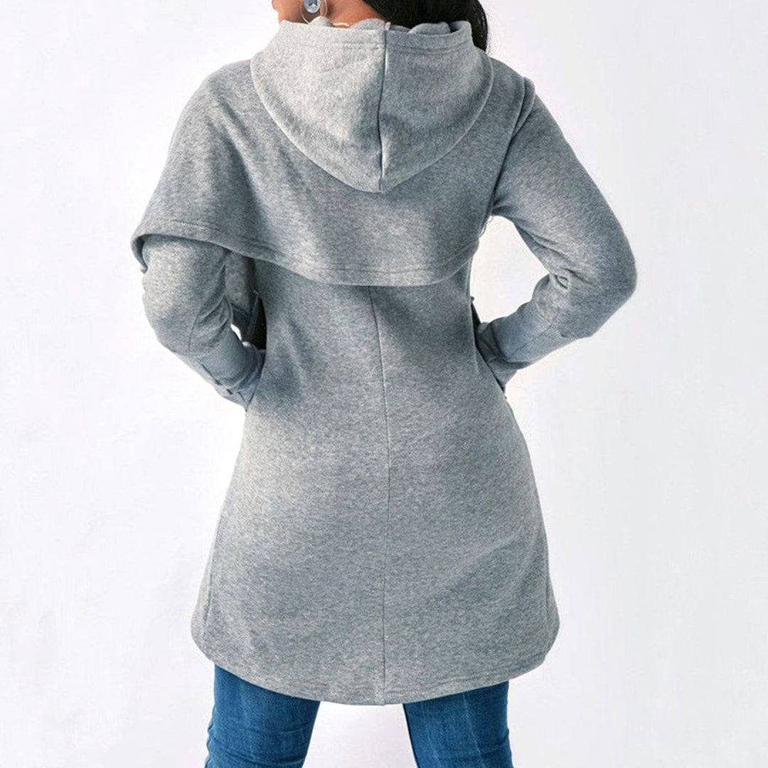 Women's Longline Hooded Asymmetric Cape-Overlay Sweatshirt