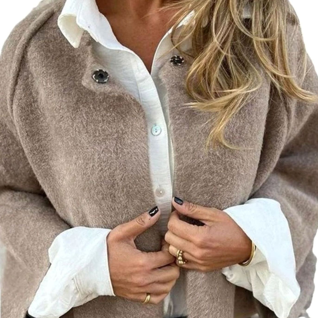Women's Loose Cashmere-Feel Short Button-Up Jacket