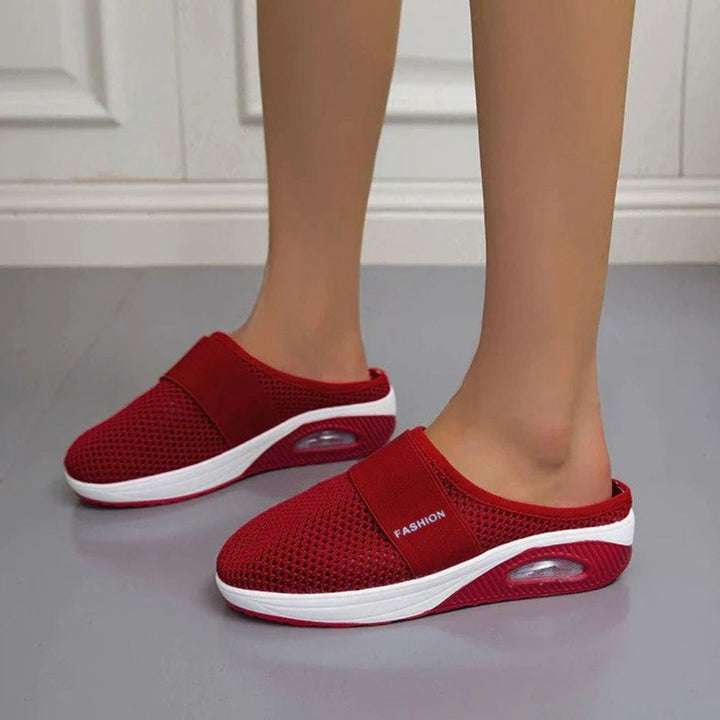 Women's Mesh Air-Cushion Slip-On Mule Trainers - Red