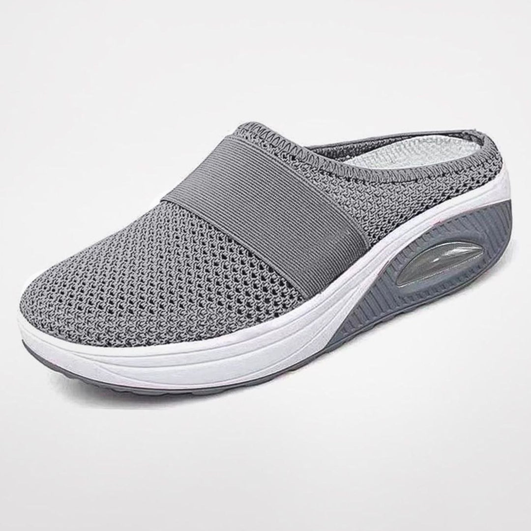 Women's Mesh Air-Cushion Slip-On Mule Trainers - Light Grey