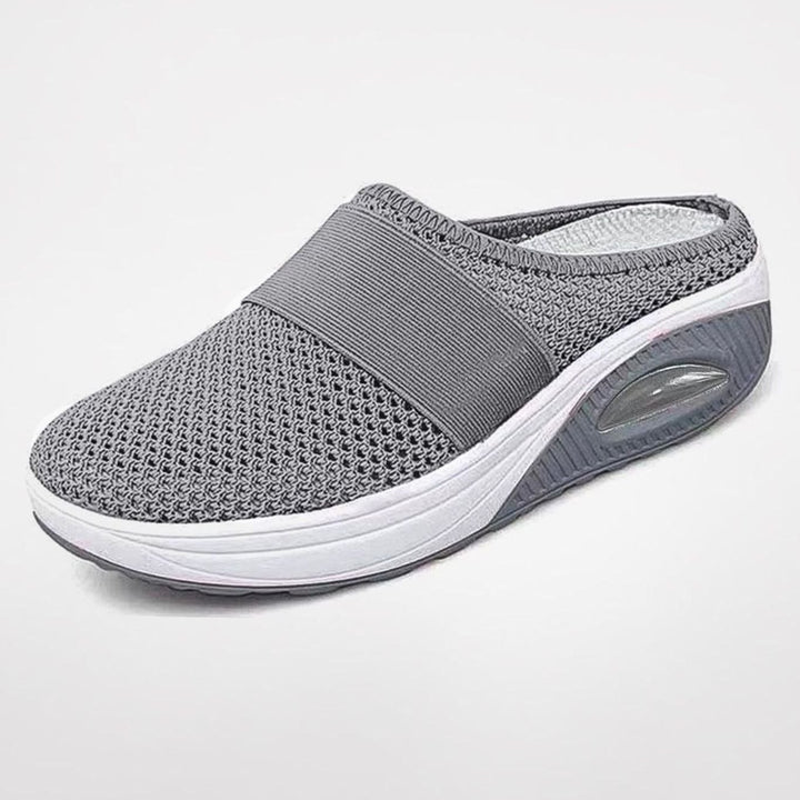 Women's Mesh Air-Cushion Slip-On Mule Trainers - Light Grey