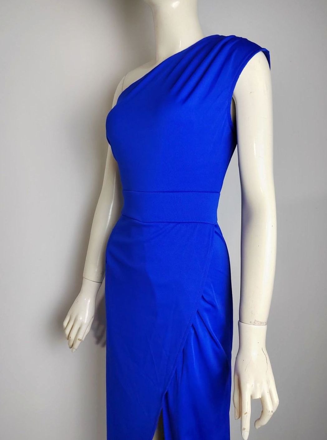 Women's One-Shoulder Asymmetric Wrap Midi Dress High Split
