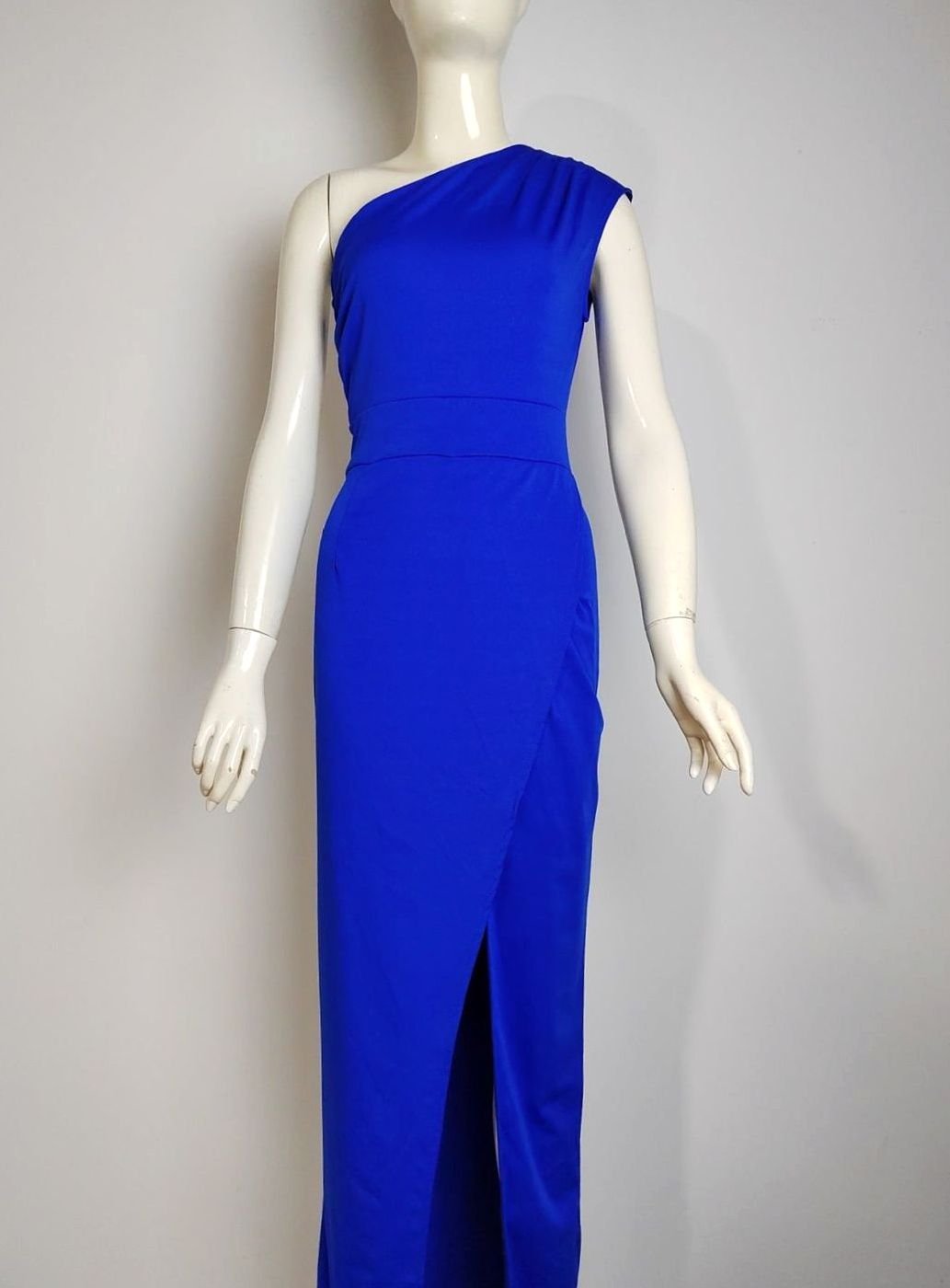 Women's One-Shoulder Asymmetric Wrap Midi Dress High Split