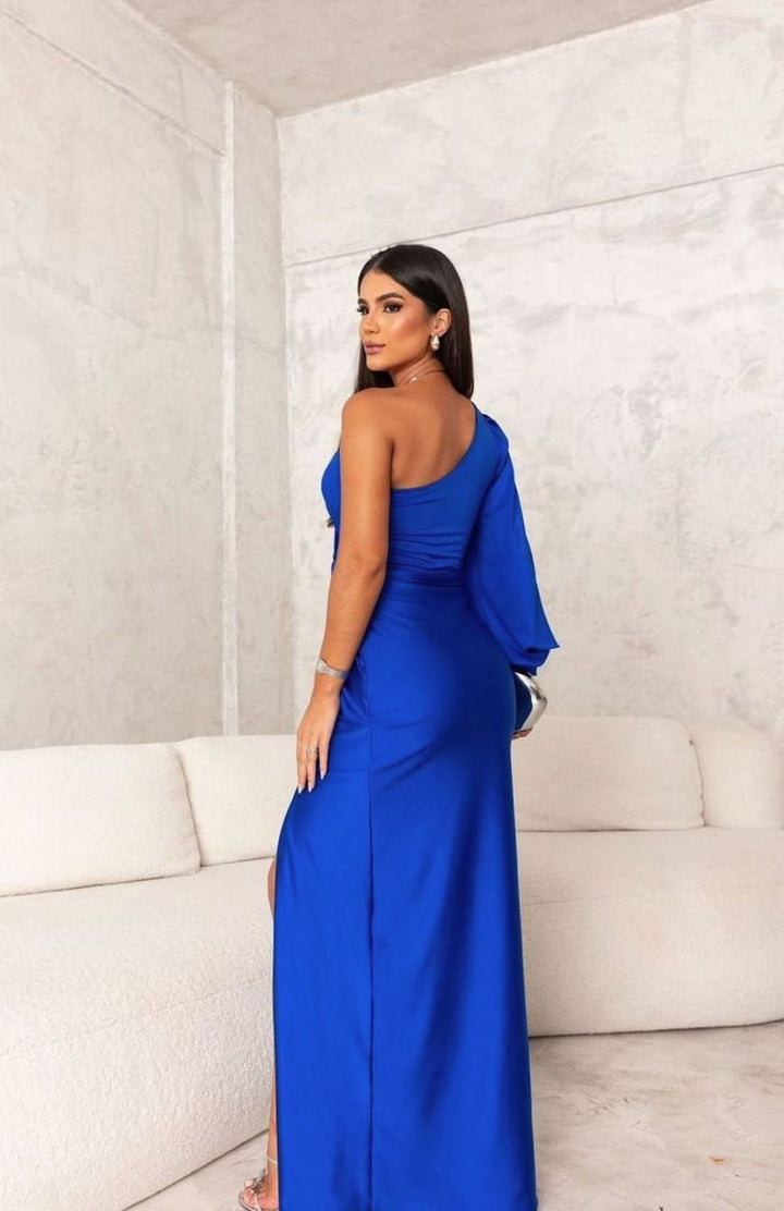 Women's One-Shoulder Satin Maxi Evening Gown
