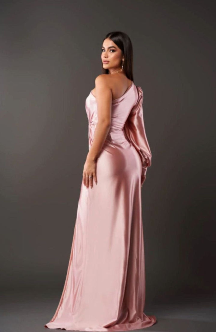 Women's One-Shoulder Satin Maxi Evening Gown