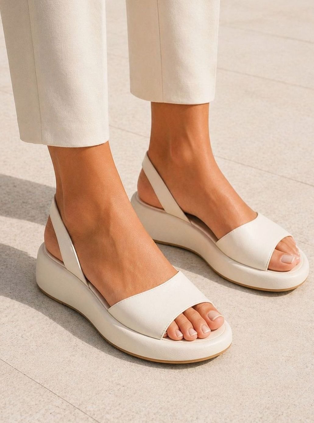 Women's Open-Toe Slingback Low Wedge Flat Sandals