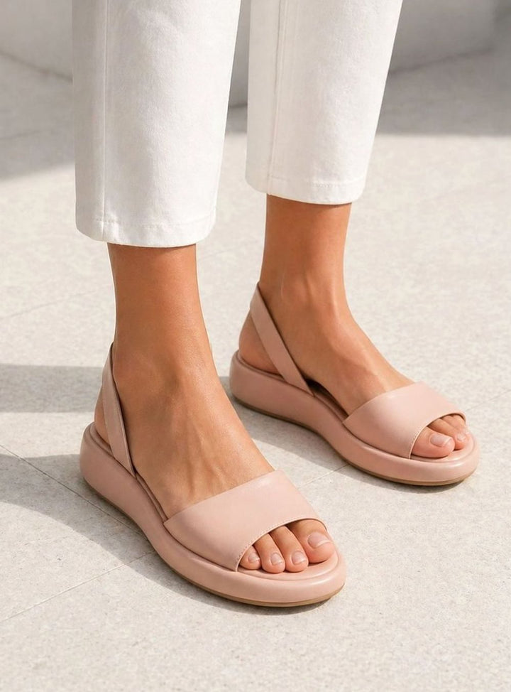 Women's Open-Toe Slingback Low Wedge Flat Sandals