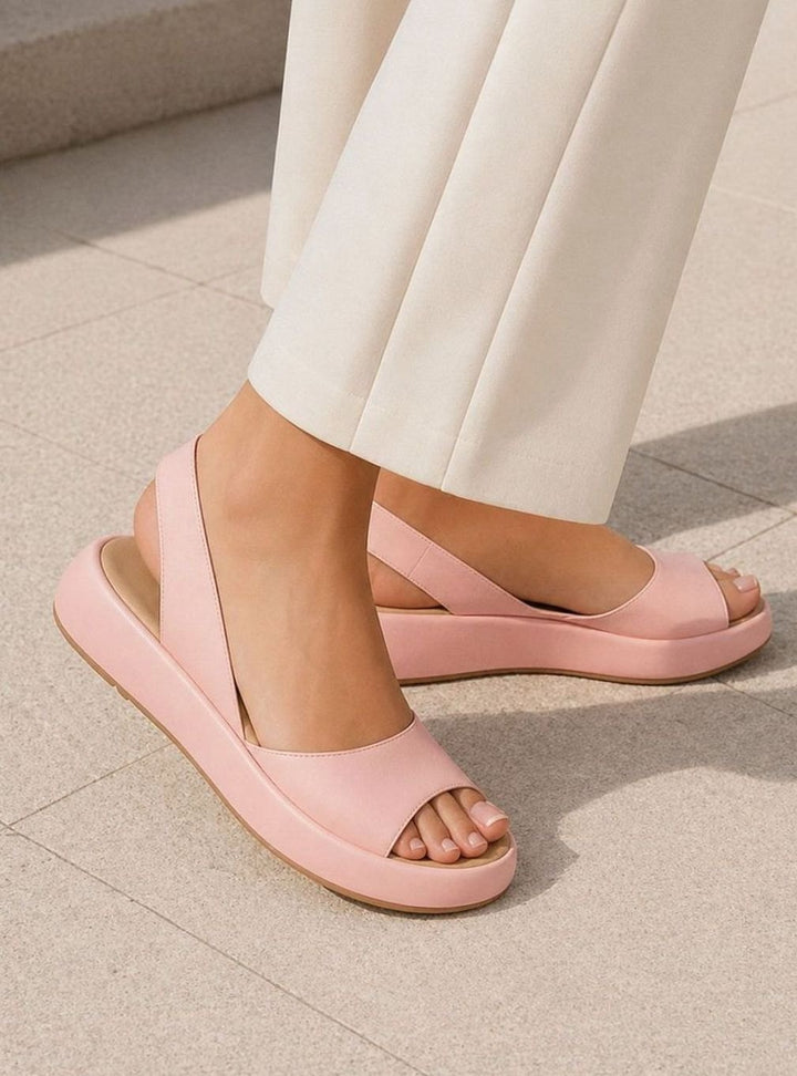 Women's Open-Toe Slingback Low Wedge Flat Sandals
