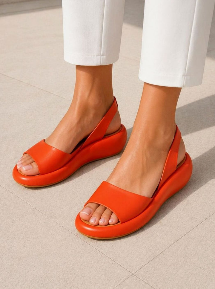 Women's Open-Toe Slingback Low Wedge Flat Sandals