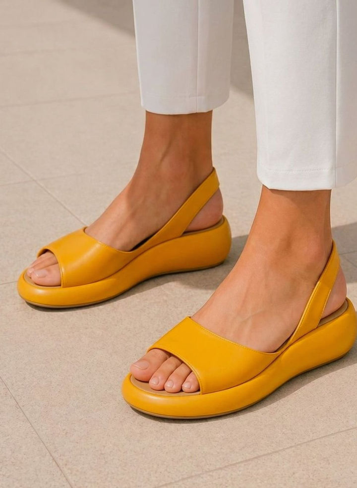 Women's Open-Toe Slingback Low Wedge Flat Sandals