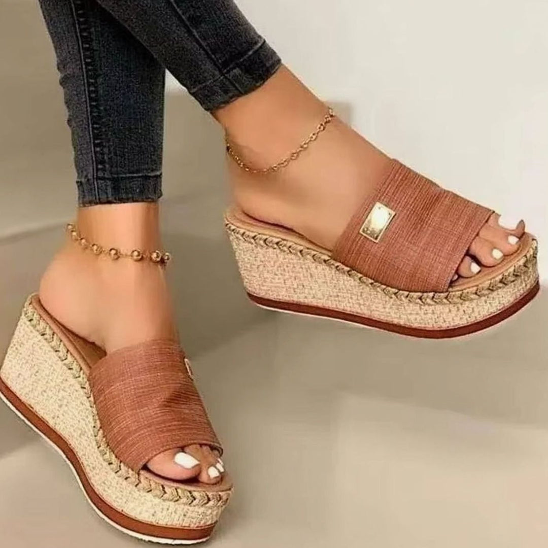 Women's Open Toe Slip-On Espadrille Wedge Sandals