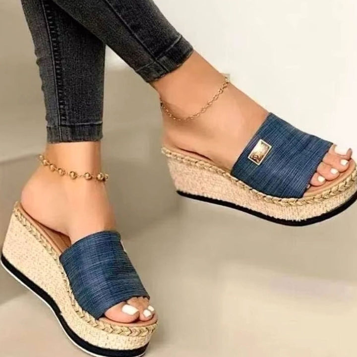 Women's Open Toe Slip-On Espadrille Wedge Sandals