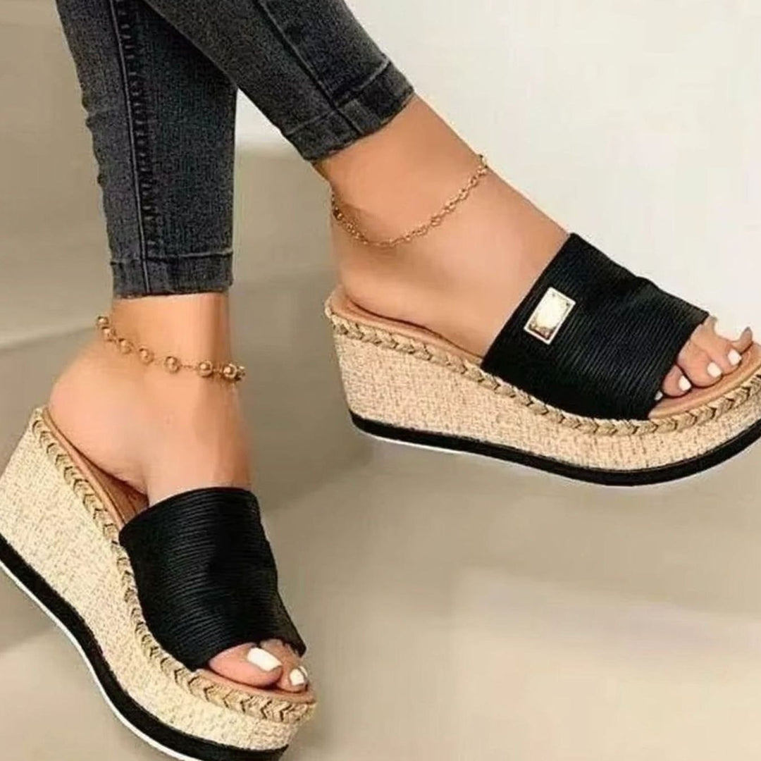 Women's Open Toe Slip-On Espadrille Wedge Sandals
