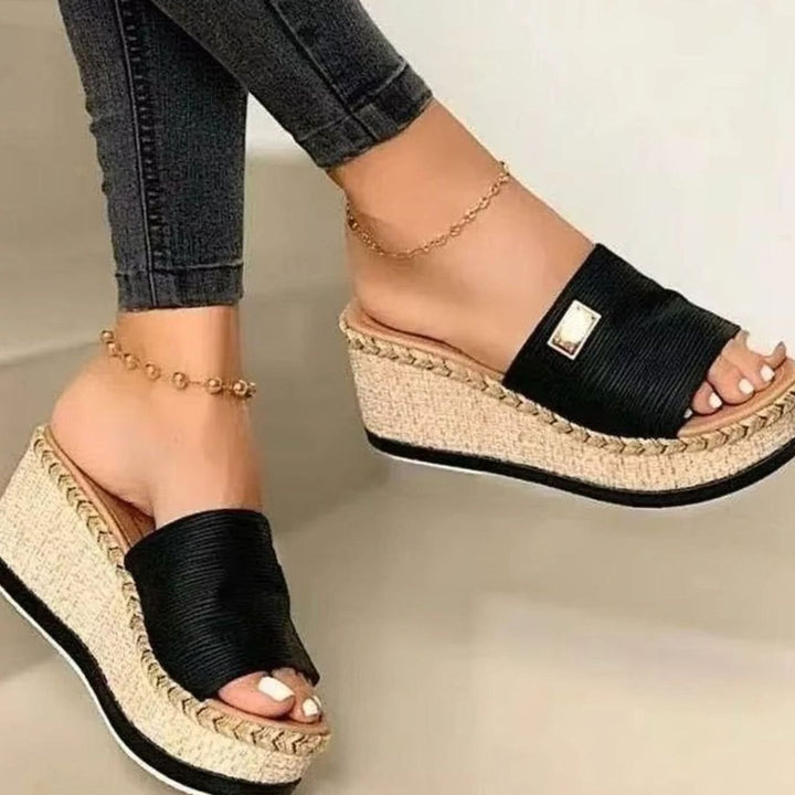 Women's Open Toe Slip-On Espadrille Wedge Sandals