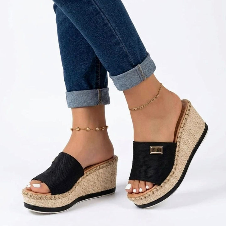 Women's Open Toe Slip-On Espadrille Wedge Sandals