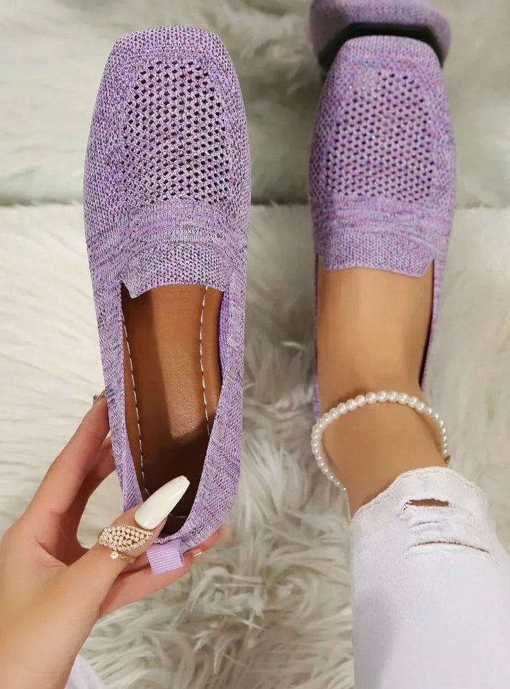 Women's Orthopedic Breathable Knit Slip-On Flat Loafers - Purple