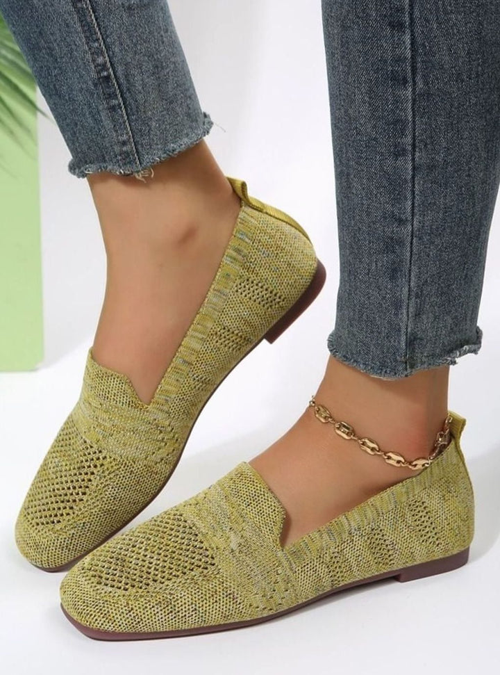 Women's Orthopedic Breathable Knit Slip-On Flat Loafers - Green