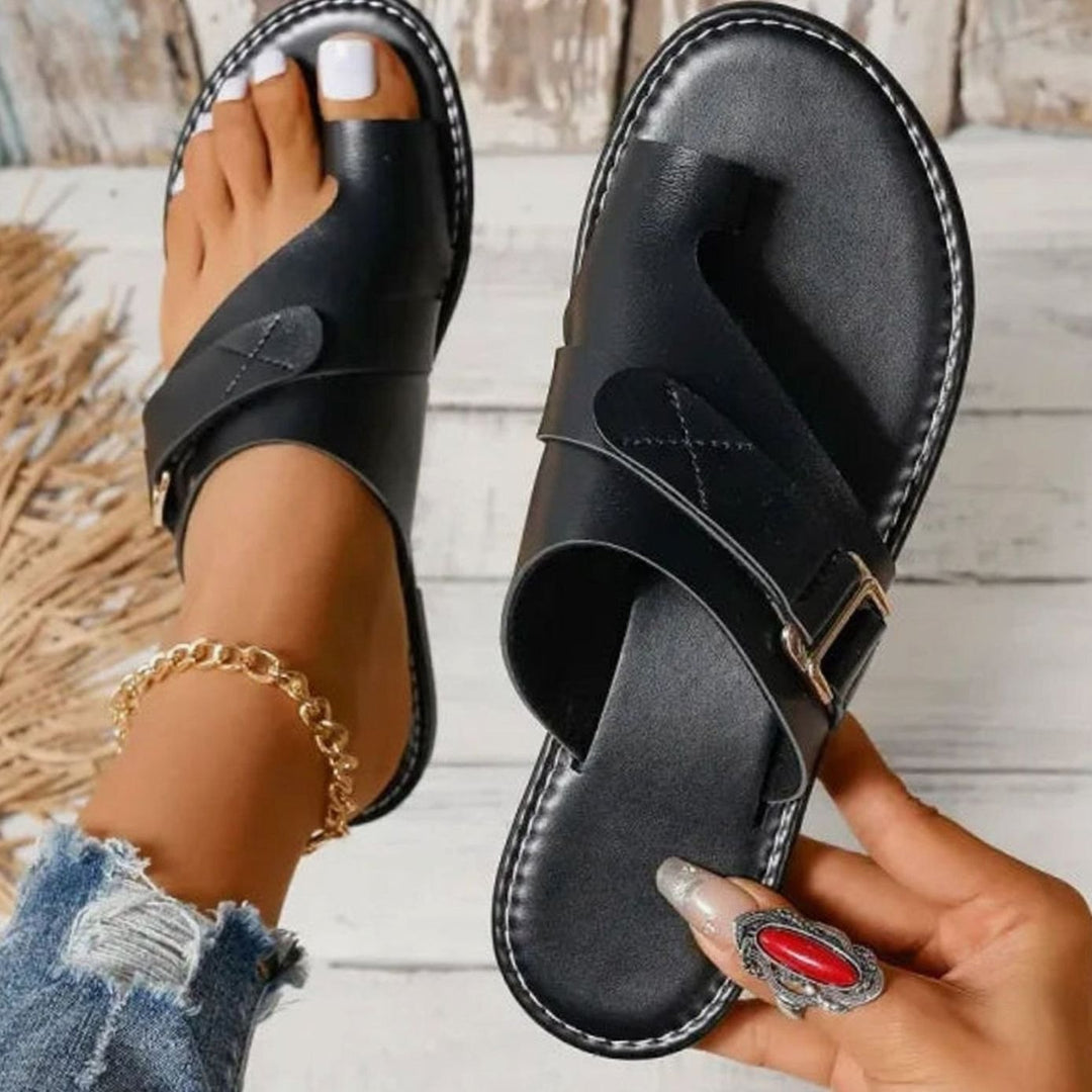 Women's Orthopedic Bunion-Correcting Faux Leather Slip-On Sandals