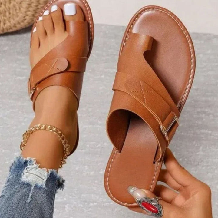 Women's Orthopedic Bunion-Correcting Faux Leather Slip-On Sandals