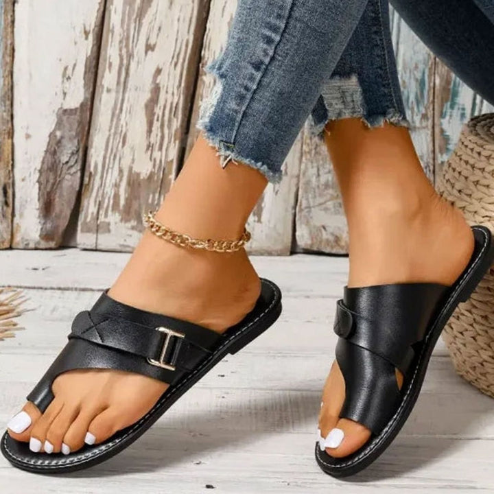 Women's Orthopedic Bunion-Correcting Faux Leather Slip-On Sandals