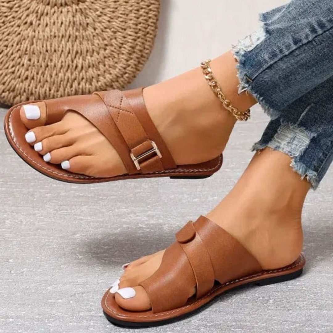 Women's Orthopedic Bunion-Correcting Faux Leather Slip-On Sandals