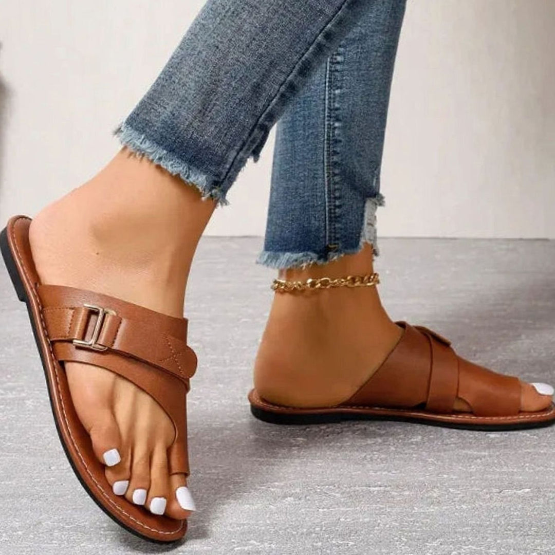 Women's Orthopedic Bunion-Correcting Faux Leather Slip-On Sandals