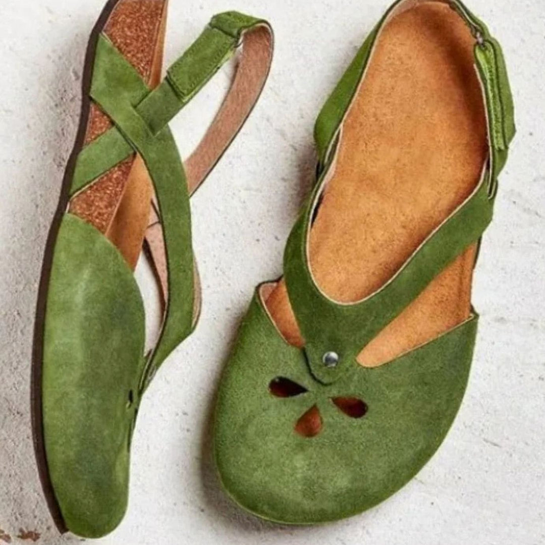 Women's Orthopedic Cross-Strap Slingback Closed-Toe Flat Sandals