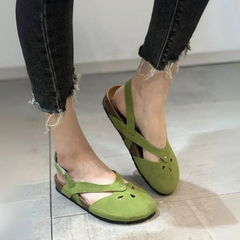 Women's Orthopedic Cross-Strap Slingback Closed-Toe Flat Sandals