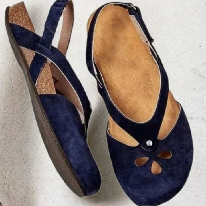 Women's Orthopedic Cross-Strap Slingback Closed-Toe Flat Sandals