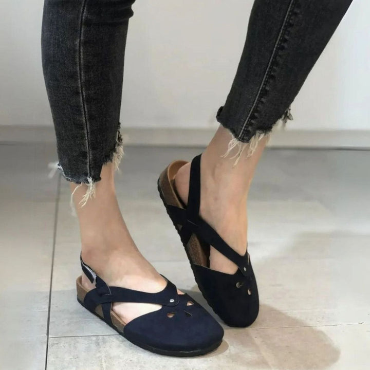 Women's Orthopedic Cross-Strap Slingback Closed-Toe Flat Sandals