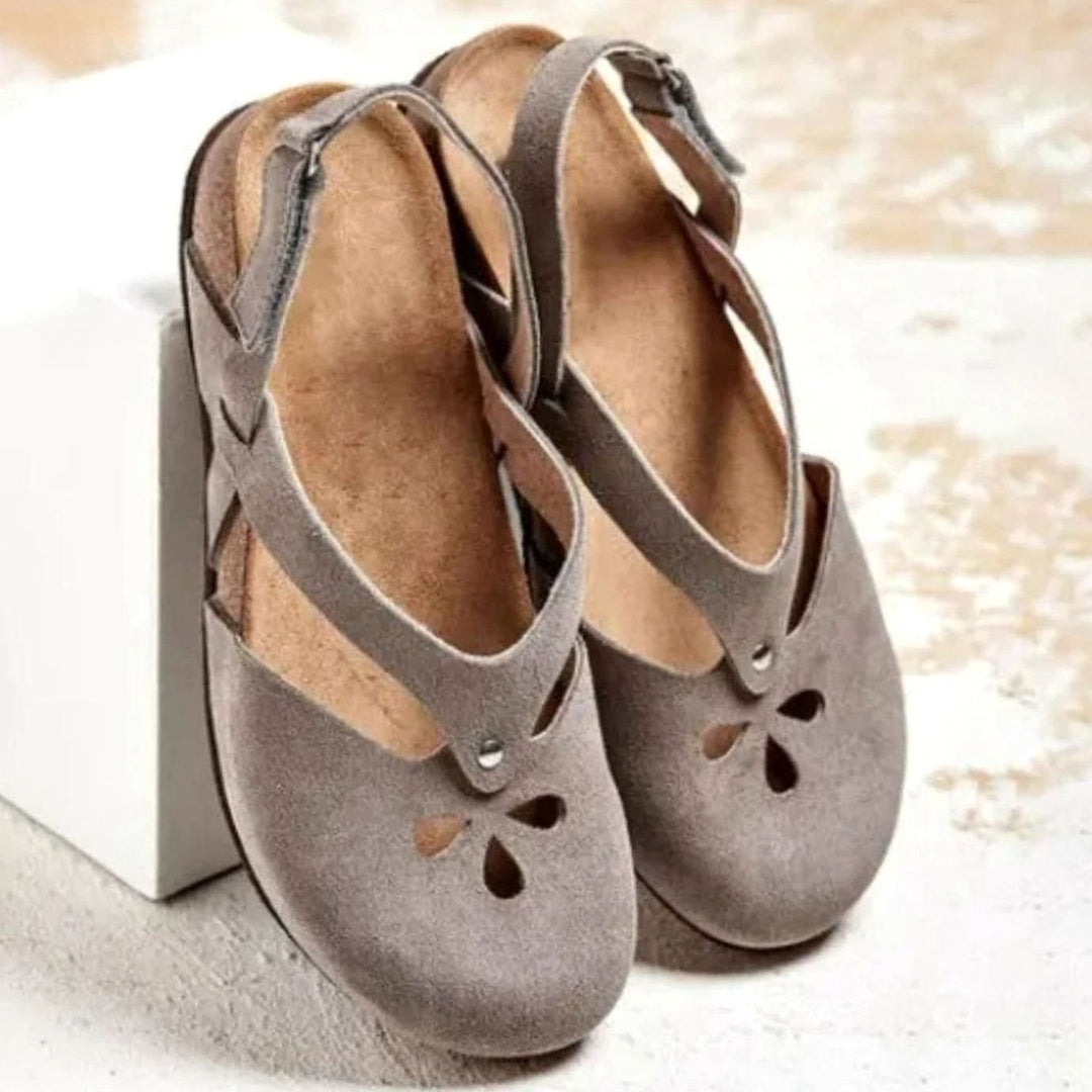 Women's Orthopedic Cross-Strap Slingback Closed-Toe Flat Sandals