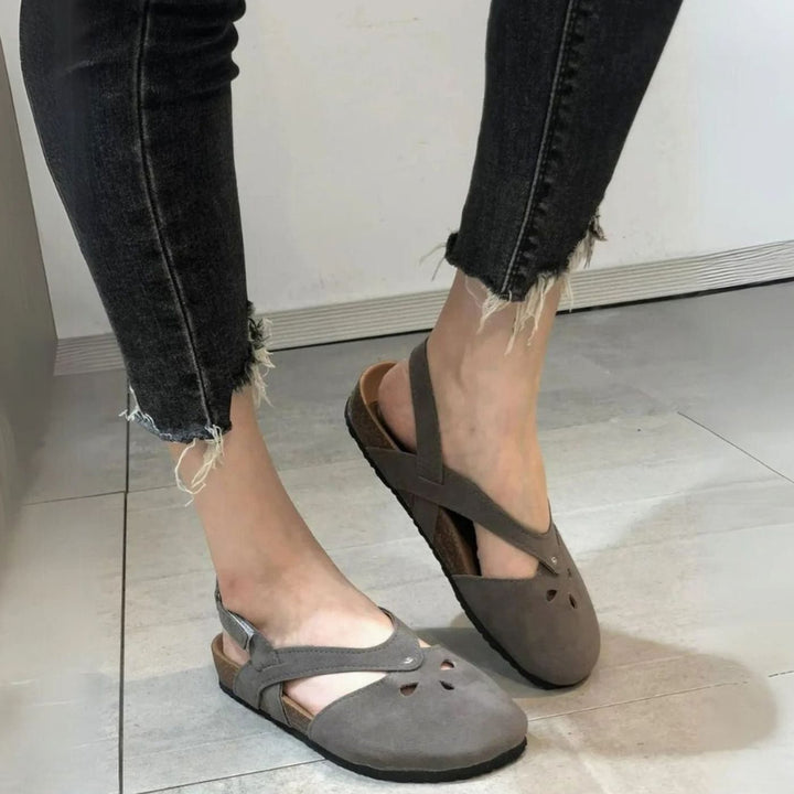 Women's Orthopedic Cross-Strap Slingback Closed-Toe Flat Sandals