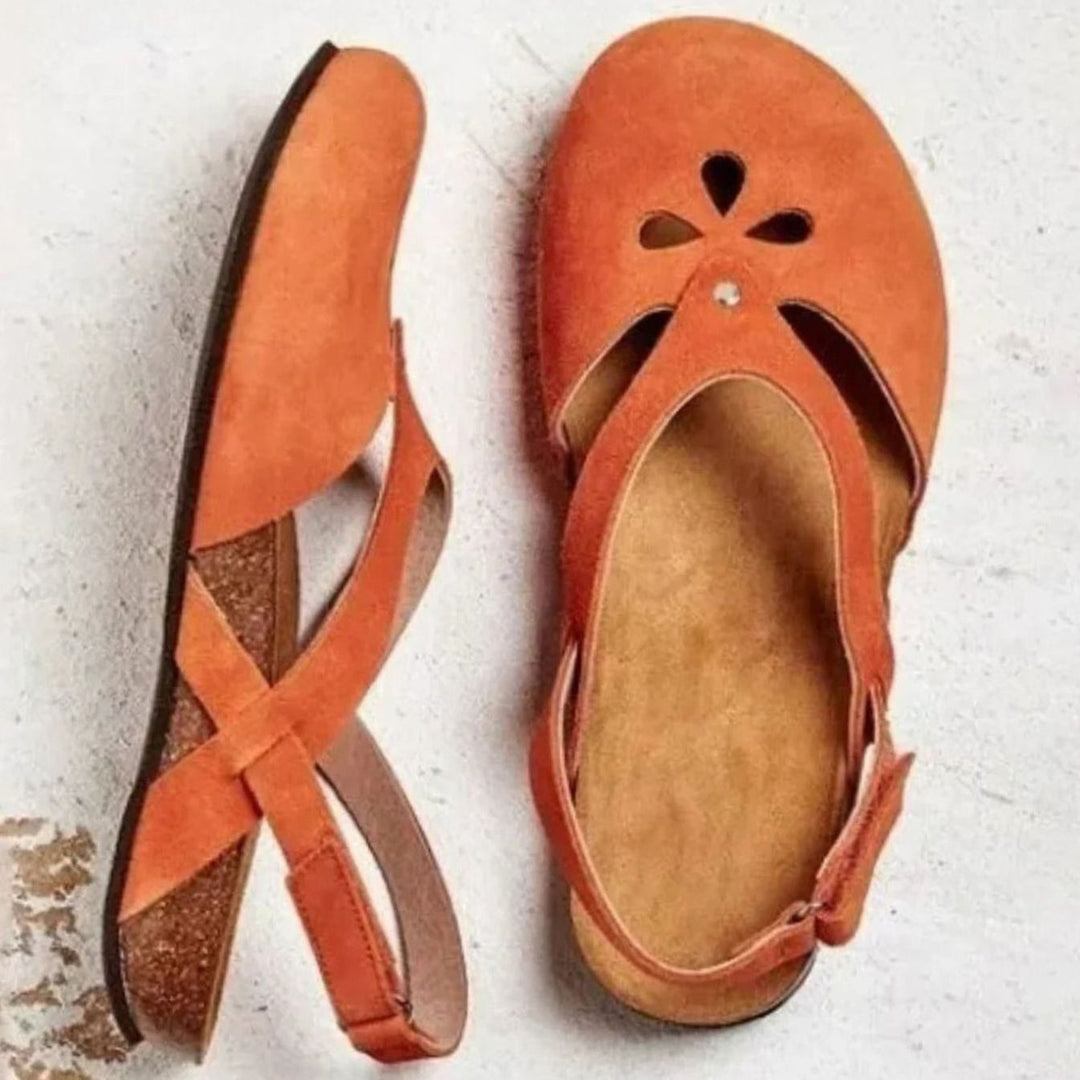 Women's Orthopedic Cross-Strap Slingback Closed-Toe Flat Sandals