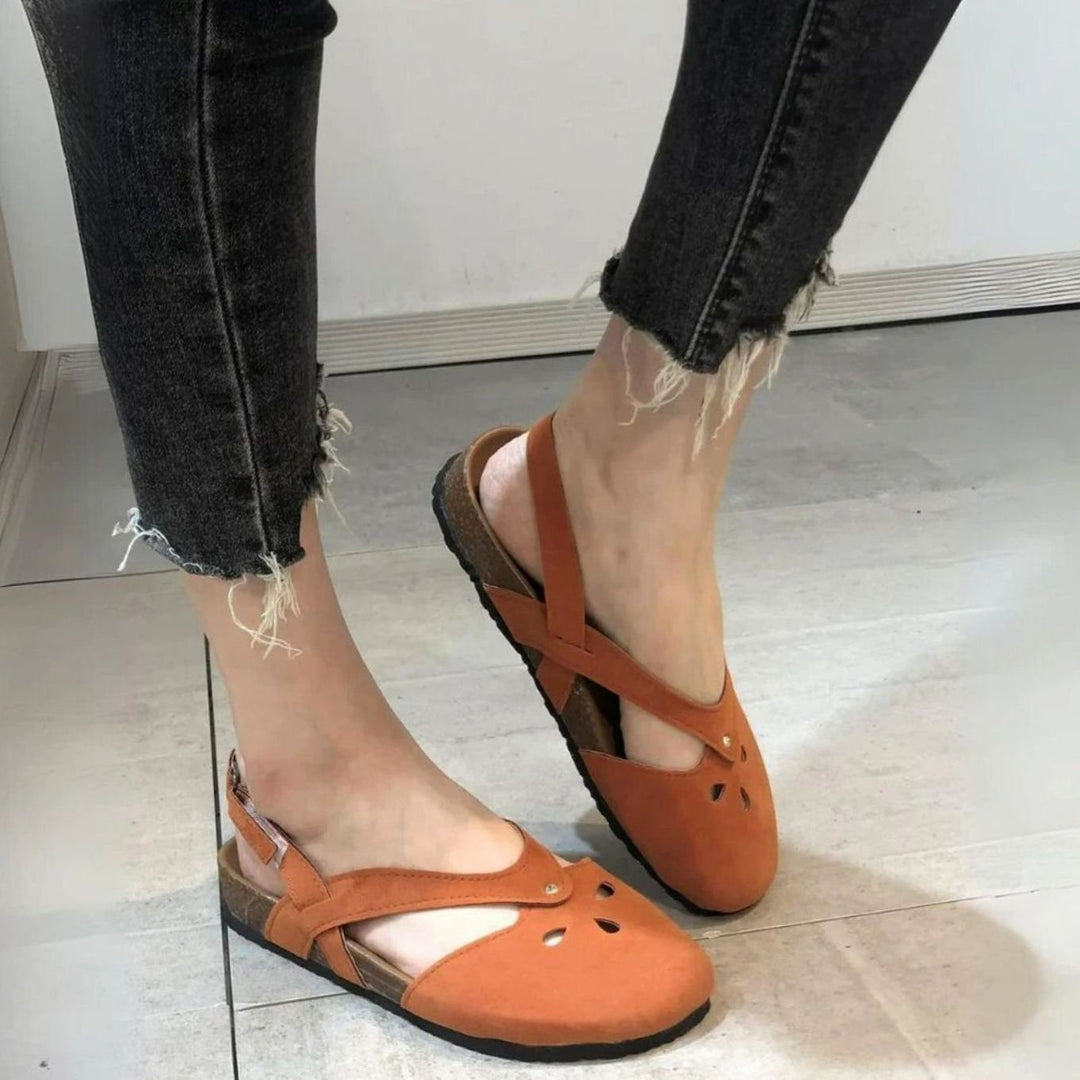 Women's Orthopedic Cross-Strap Slingback Closed-Toe Flat Sandals