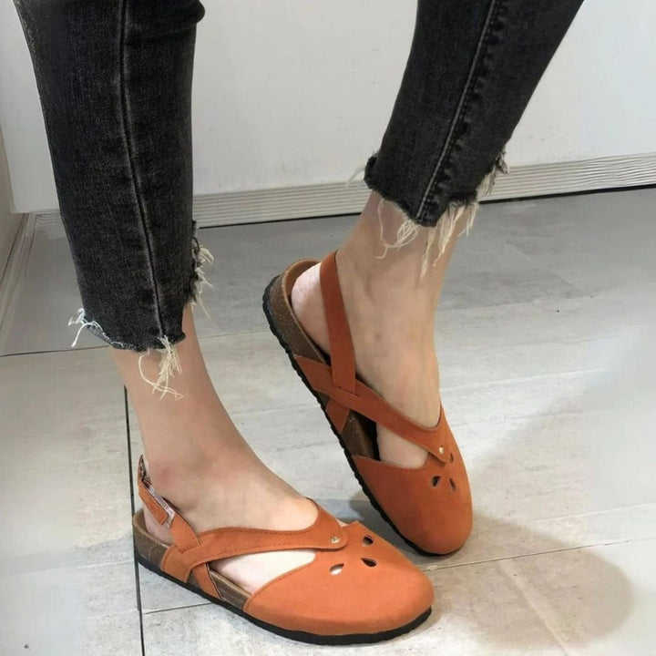 Women's Orthopedic Cross-Strap Slingback Closed-Toe Flat Sandals