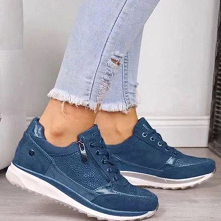 Women's Orthopedic Cushioned Lace-Up Side-Zip Trainers