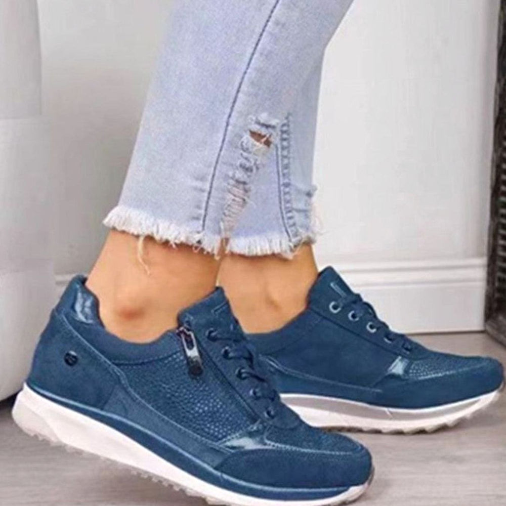 Women's Orthopedic Cushioned Lace-Up Side-Zip Trainers