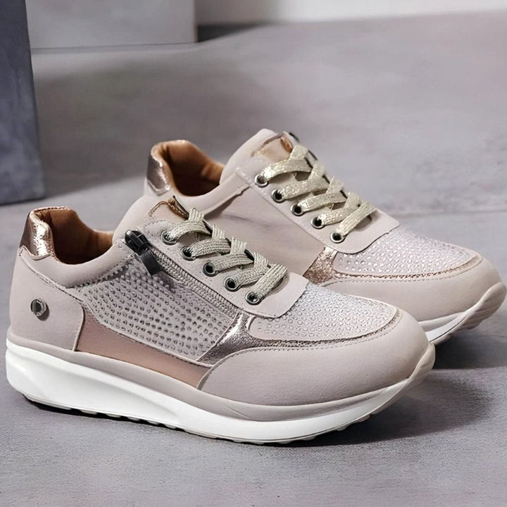Women's Orthopedic Cushioned Lace-Up Side-Zip Trainers