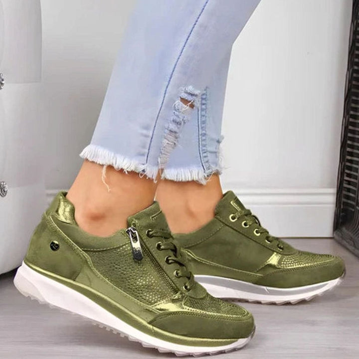 Women's Orthopedic Cushioned Lace-Up Side-Zip Trainers