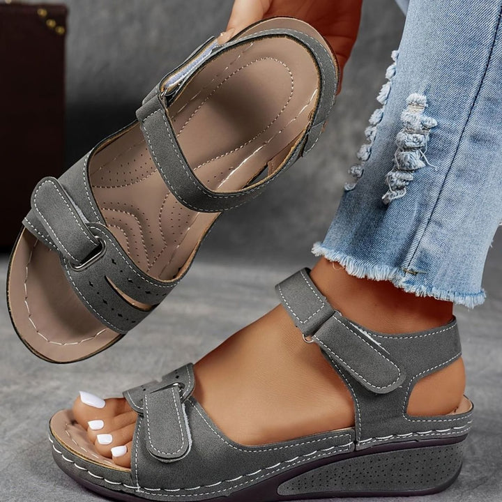 Women's Orthopedic Cushioned Wedge Sandals Hook-Loop Adjustable Straps