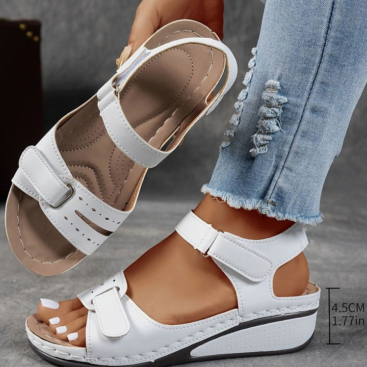Women's Orthopedic Cushioned Wedge Sandals Hook-Loop Adjustable Straps