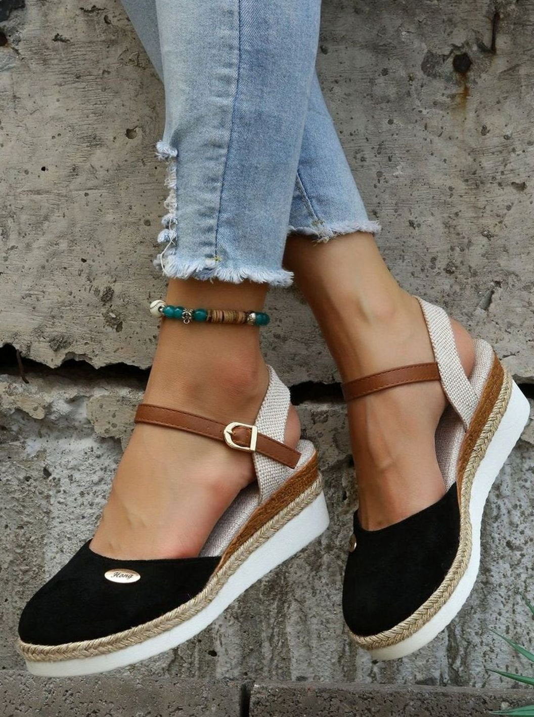 Women's Orthopedic Espadrille Wedge Ankle Strap Sandals